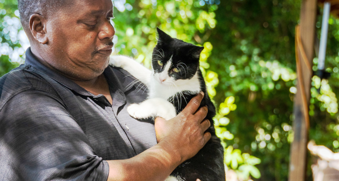 Pet parent Michael and Kitty the cat